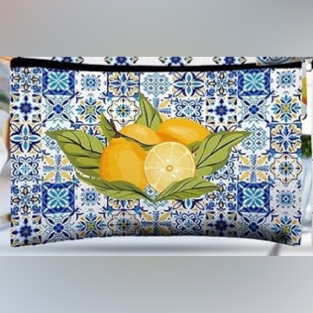 Lemon Print Cosmetic Pouch - Picture 1 of 2